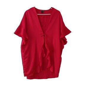 VICTORIAS SECRET one size sexy RED TIE FRONT LOVE Valentines Day ROBE cover up‎